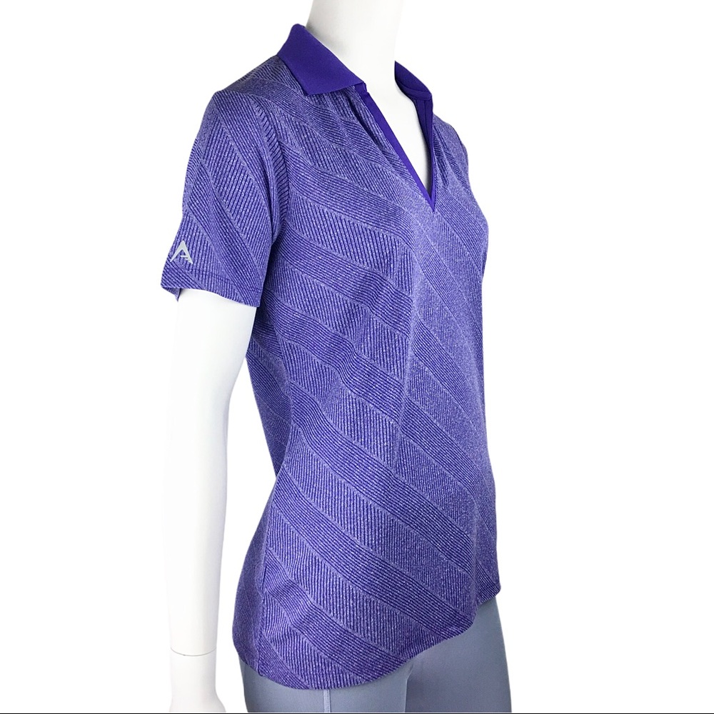 NWT Antigua Mulberry Stripe V-Neck Golf Polo MED